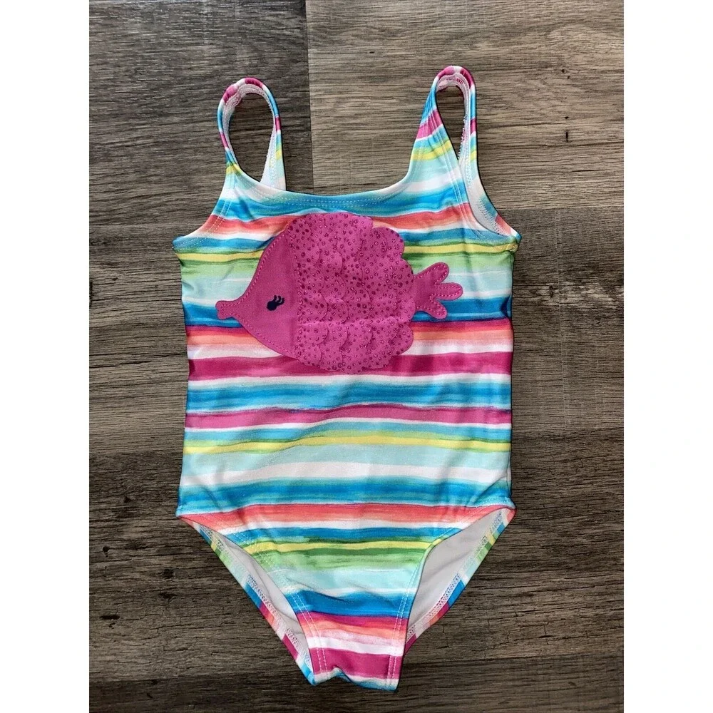 Gymboree Toddler Baby Girl Fish Bathing Suit Swim One Piece Size 2T